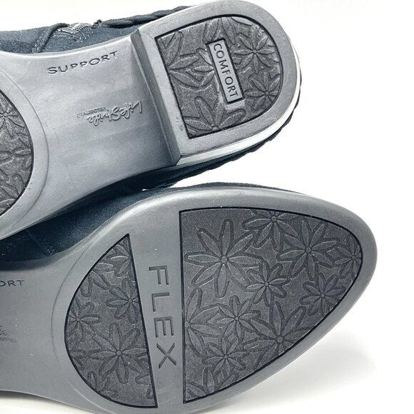 7.5‎ WIDE WIDTH Lifestride Adriana Black Microsuede Ankle Boots Booties Shoes - Picture 11 of 14